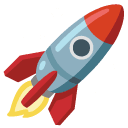 Colorful rocket icon for product launch and evolution